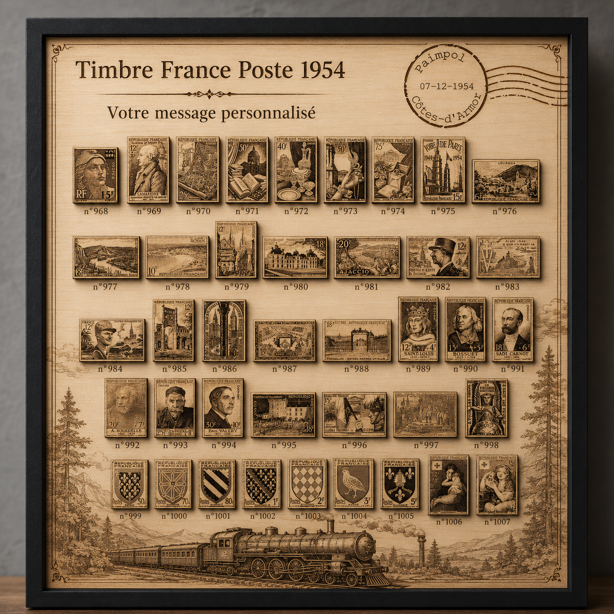 Cadre collection de timbres