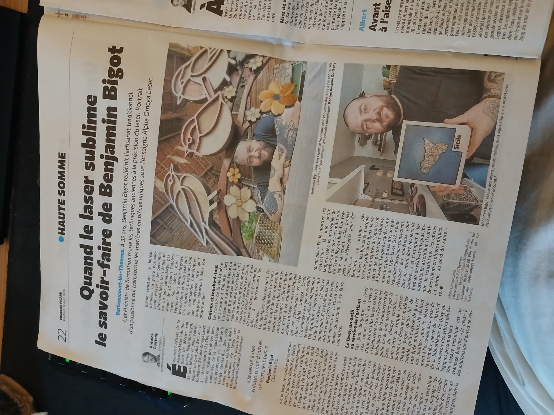 Parution Alpha Omega Laser dans le Courrier Picard